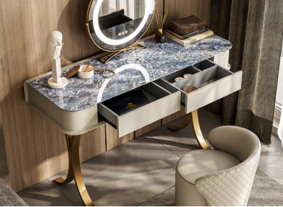 Bedroom Beige Dressing table Designer cosmetic table 2x drawers