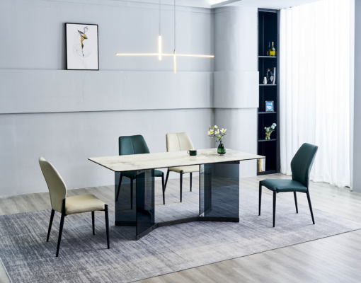 White Dining table Designer Dining set 4x Modern Chairs Luxury Dining room