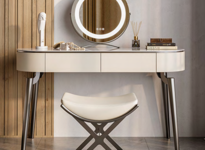 Beige Cosmetic Table Designer Bedroom Furniture Noble Dressing Table