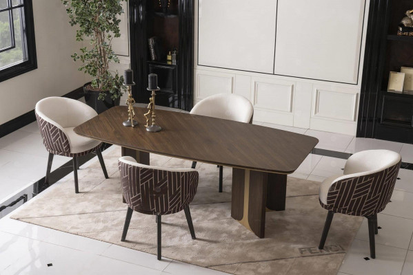 Dining set dinette Dining room Dining table Chairs 10pcs Brown Wood Sideboard