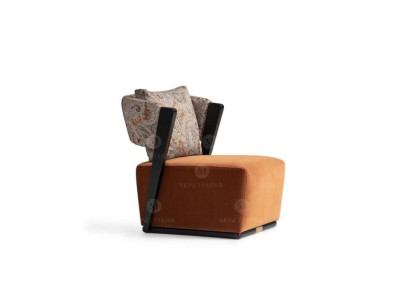 Armchair Wing Chair Cocktail Chair Relax Chair Orange Fabric Modern Seat