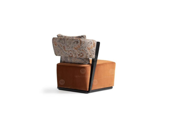 Armchair Wing Chair Cocktail Chair Relax Chair Orange Fabric Modern Seat