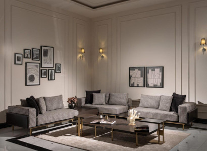 Corner sofa L-shape Corner suite Large sofa Gray upholstered sofa Fabric sofa new
