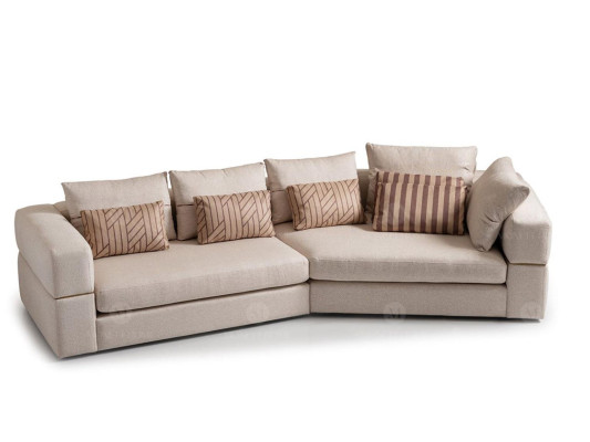 Suite Corner sofa Armchair Fabric sofa TV cabinet Lowboard Beige Modern 3-piece set