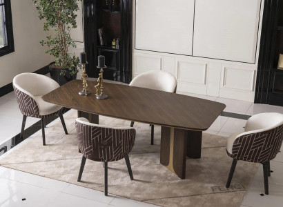 Dining set dinette Dining room Dining table Chairs Set 7pcs Brown Wood Group