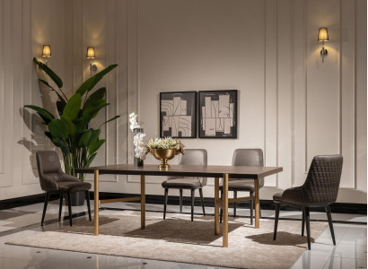 Dining set dinette Dining room 7-piece Dining table Chairs Brown Dining room furniture