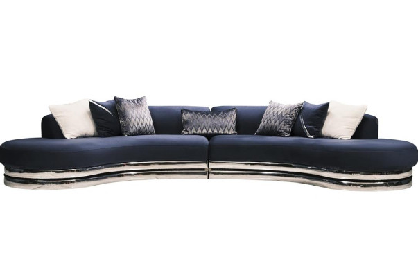 Couch Sofa 5 Seater Upholstered Sofa Large Fabric Sofa Blue Modern Design