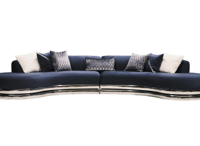 Couch Sofa 5 Seater Upholstered Sofa Large Fabric Sofa Blue Modern Design