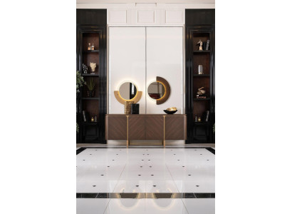 Suite Sideboard Mirror Chest of drawers Set Sideboard Brown Wood Dining room