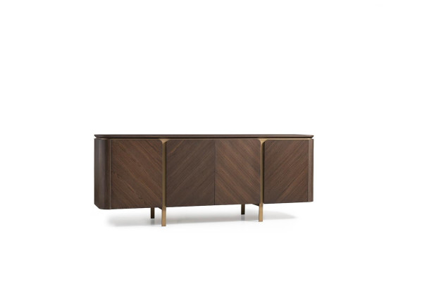 Suite Sideboard Mirror Chest of drawers Set Sideboard Brown Wood Dining room