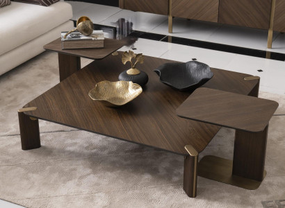 Group 3-piece Coffee table Side tables Coffee table Brown Wood Set Table