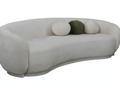 Modern Fabric Sofa Three Seater Couch Sofa 3 Seater White Fabric Upholstered Sofa