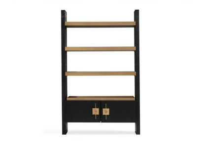 Design Wardrobe with Shelves Cabinet Wood Black Gold Wooden Cabinet