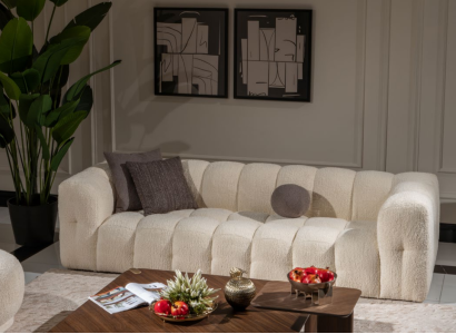 Couch Luxury Three Seater Sofa 3 Seater Fabric Sofa Upholstered Sofa Fabric White