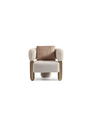 Armchair Single Seater Club Chair White Fabric Seat Living room Cocktail Chair