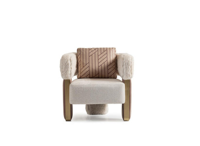 Armchair Single Seater Club Chair White Fabric Seat Living room Cocktail Chair