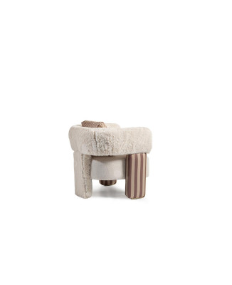 Armchair Single Seater Club Chair White Fabric Seat Living room Cocktail Chair
