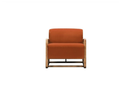 Armchair Single Seater Seater Orange Wood Living room Relax Chair Design