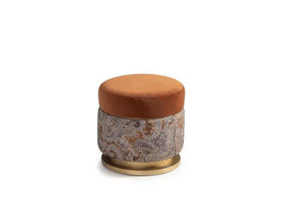 Pouf Stool Puff Footstool Pouf Fabric Orange Round Stool