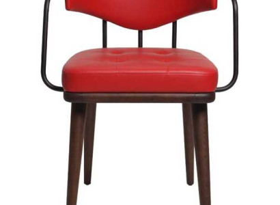 Red armchair Dining room Single seater wooden chair Living room 1-Seater Chair