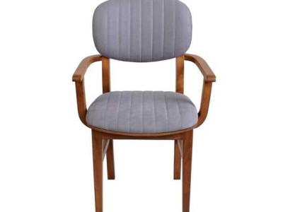 Gray Brown Wooden Chair Designer Chairs Luxury Dining room Armrest Chair