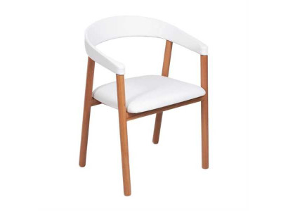 White Brown Armrests Chair Dining chairs Wooden chair Upholstered chairs