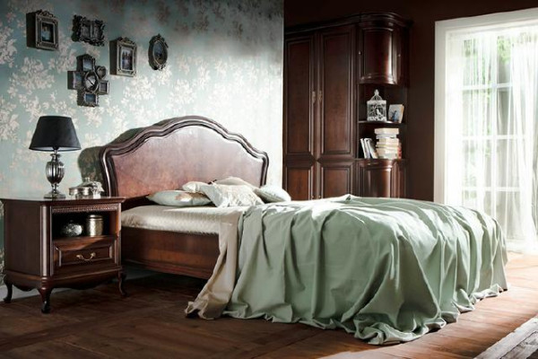 Classic s Bed Double bed Leather bed Chippendale Bedroom Verona V