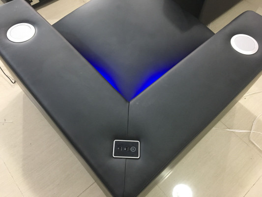 Leather Living landscape Corner sofa Designer Sofa Leather sofa Couch - USB - sound speakers