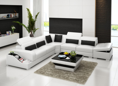 Leather sofa Couch Living landscape Corner sofa Corner Suite Sofa Modern Design