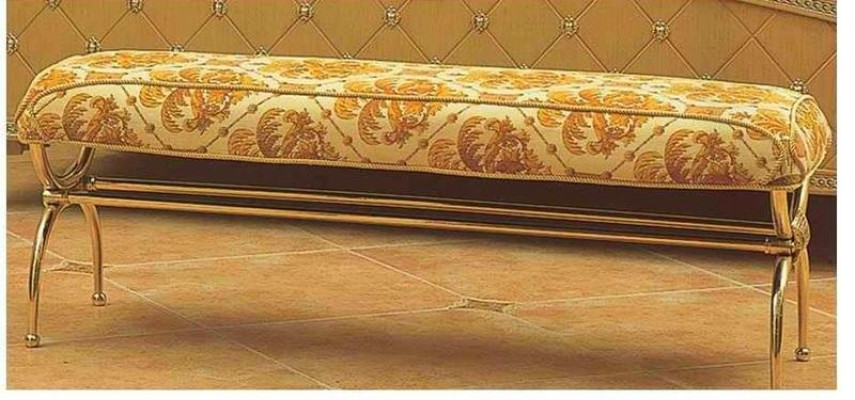 Glamorous seating culture textile bench with elegant elegance and gold-plated legs