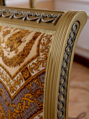Glamorous seating culture textile bench with elegant elegance and gold-plated legs