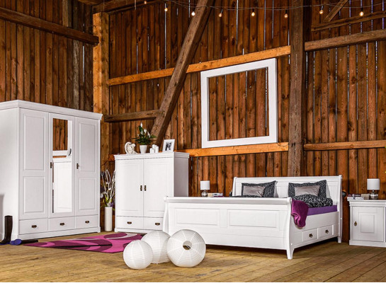 Bedroom Set Double Bed 2x Bedside table Console Beds Hotel Upholstery 5 pcs.