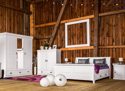 Bedroom Set Double Bed 2x Bedside table Console Beds Hotel Upholstery 5 pcs.