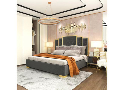 Bed 2x Bedside table 3-piece bedroom set design modern luxury bedside tables