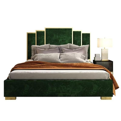 Bed 2x Bedside table 3-piece bedroom set design modern luxury bedside tables