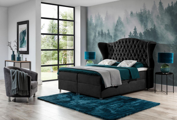 Chesterfield Box Spring Beds Hotel Bed Bedroom Velvet Velvet Luxury Furniture