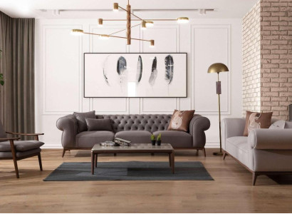 Gray living room sofa set luxury 4-seater designer 3-seater elegant armchair