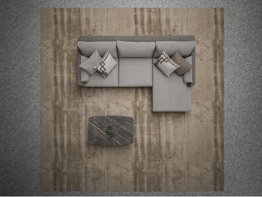 Modern Design Furniture Gray Corner sofa L-shape Textile Armchair Luxury Coffee table