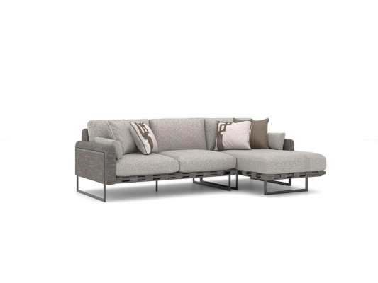 Modern Design Furniture Gray Corner sofa L-shape Textile Armchair Luxury Coffee table