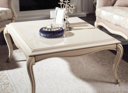 French Coffee table Baroque Rococo Furniture White Silver Furnishings Wood