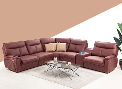 Corner sofa L-shape Design Living room Luxury seating furniture Modern Red Upholstered furniture
