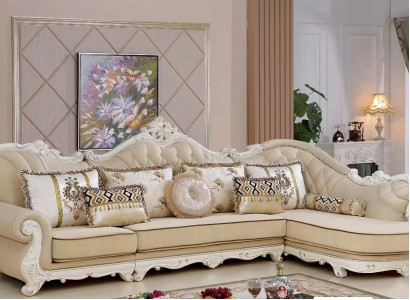 Corner sofa Couch Upholstery Furniture Corner suite Living room Couch Textile Beige