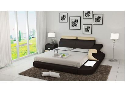 Luxury Bed + Lighting Leather Bed Beds Sofa Big Marriage Upholstery 140/160/180 new