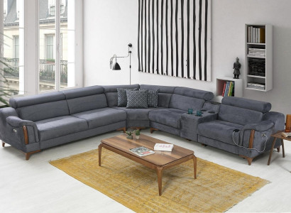 Gray Corner sofa Living room Luxury Sofa L-shape Modern Design Furniture Textile