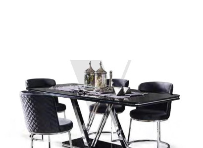 Table Dining room Suite Black Design Dining table 4x Chairs 5pcs.