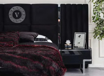 Black Bedside table Bedroom Furniture Luxury Designer storage table 2 pieces.
