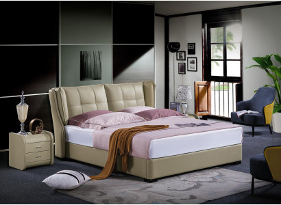 Bedroom Complete Set Bed with Nightstands 3pcs. Hotel leather bed Beds new
