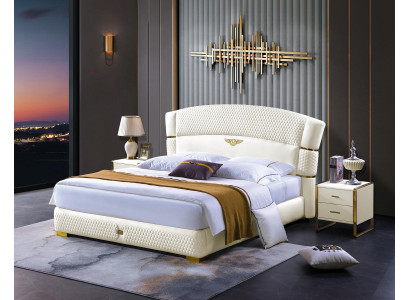 Wood Design Bed Double Luxury Marriage. Modern hotel rack sleeping room