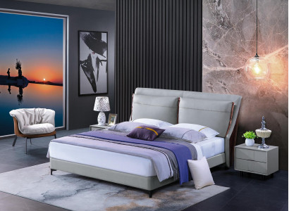 Wooden bed Bed Double bed Luxury Furniture Bedroom Hotel 180x200cm Beds Leather
