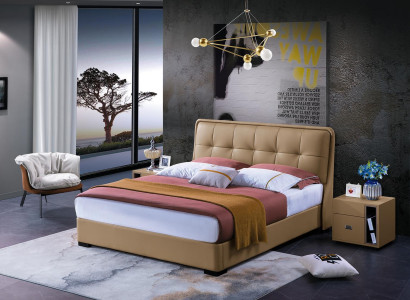Classic s Bedroom Bed White Textile Beds Leather Upholstery Double 180x200cm